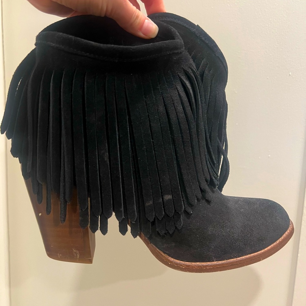 Frye Leather fringe boots